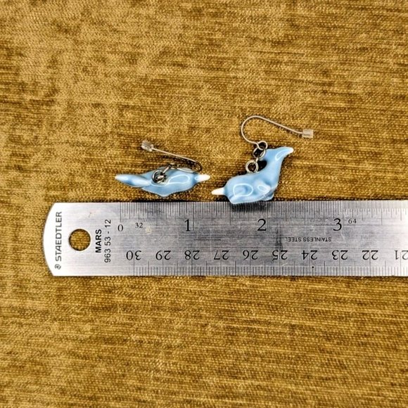 Blue Narwhal Earrings Ceramic NWOT - Picture 4 of 6